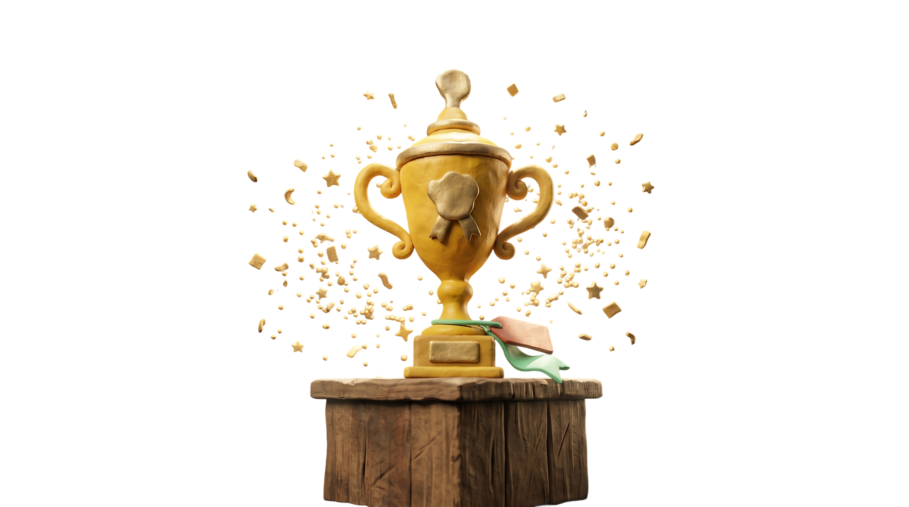 Champion's trophy on a plinth
